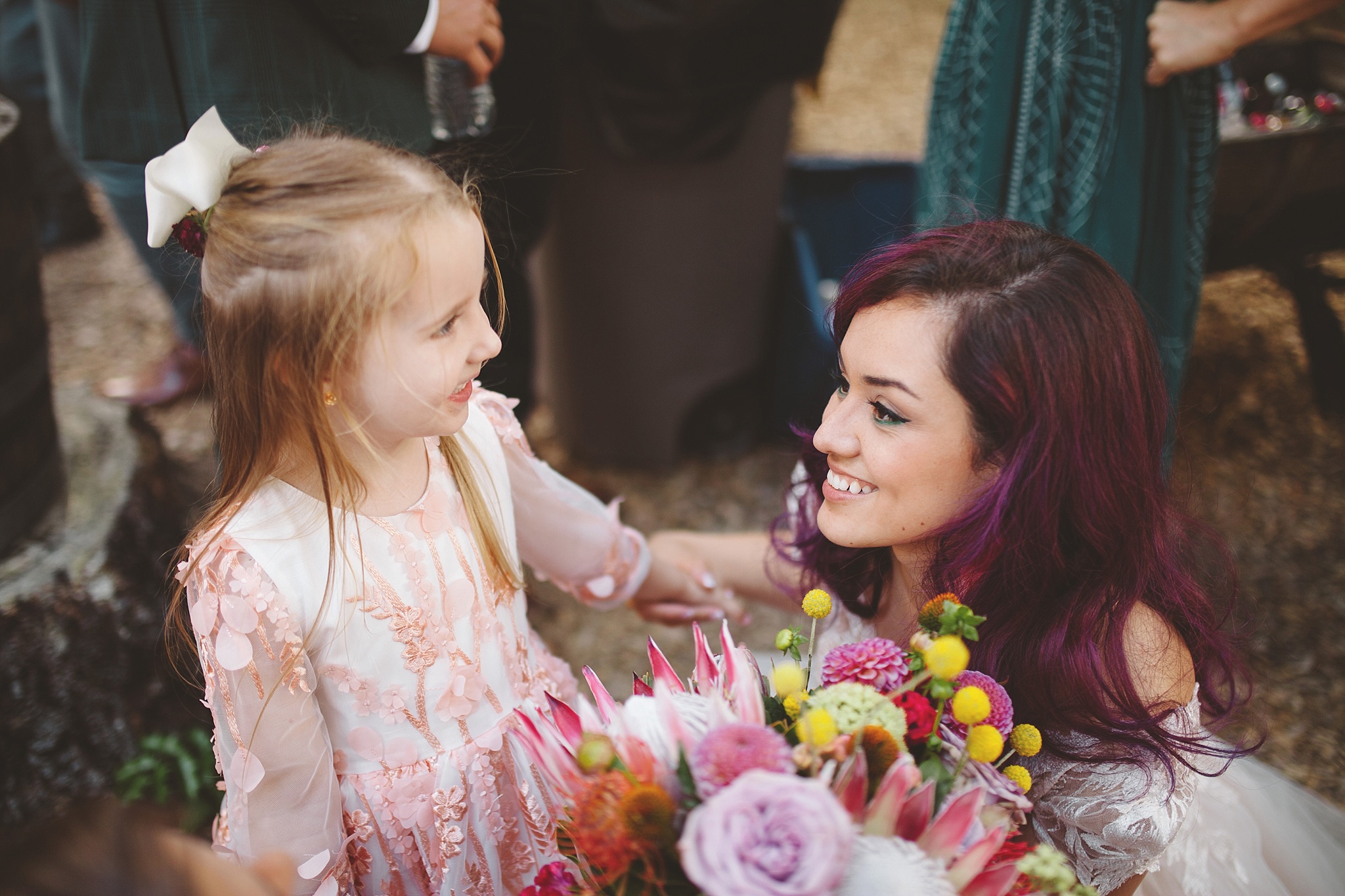 candid with flower girl