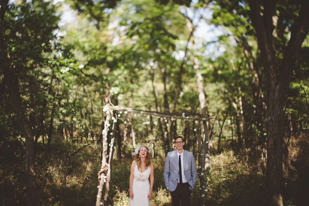 Artist wedding in the woods