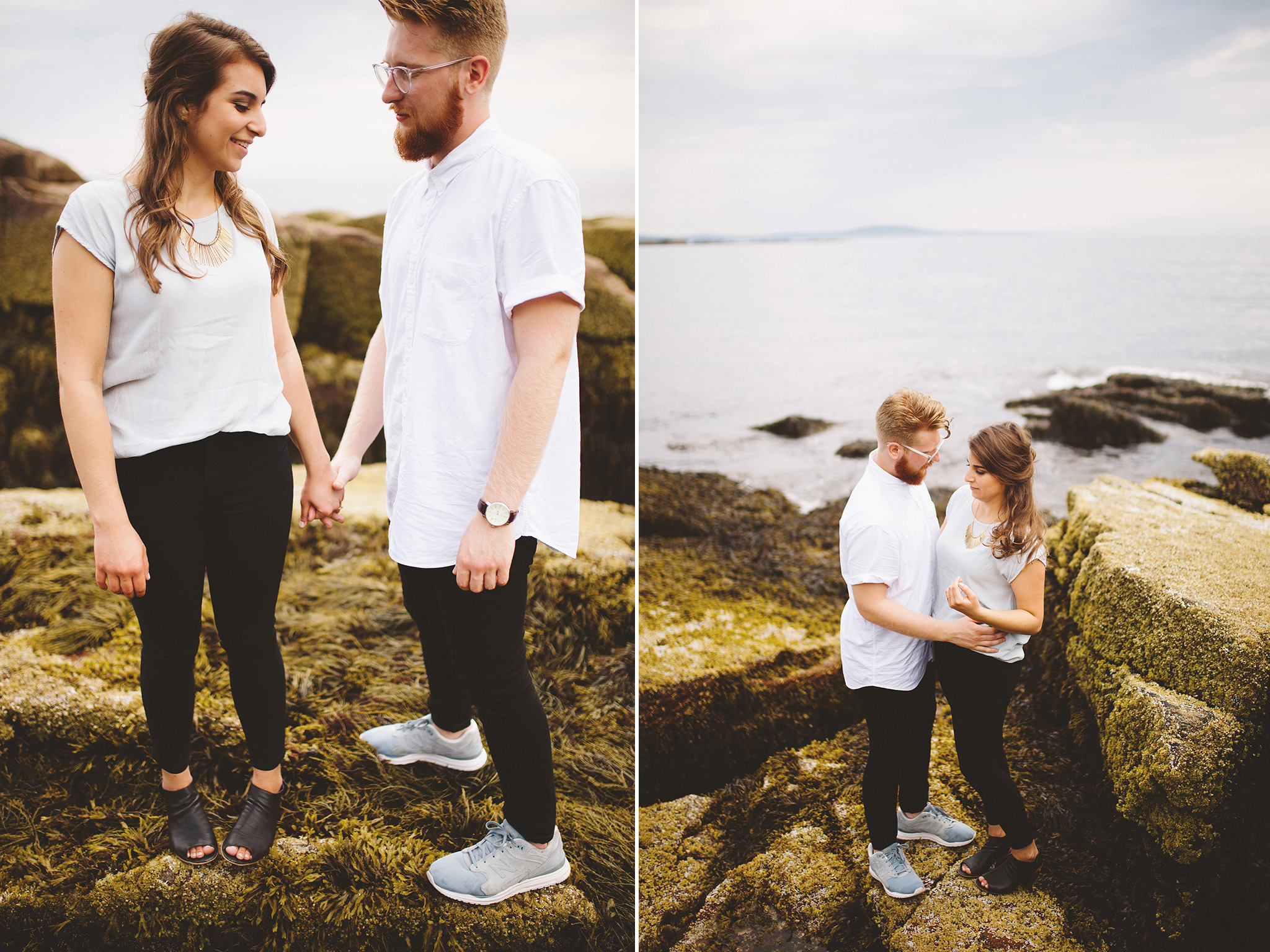 A surprise proposal by the sea. Acadia National Park Engagement