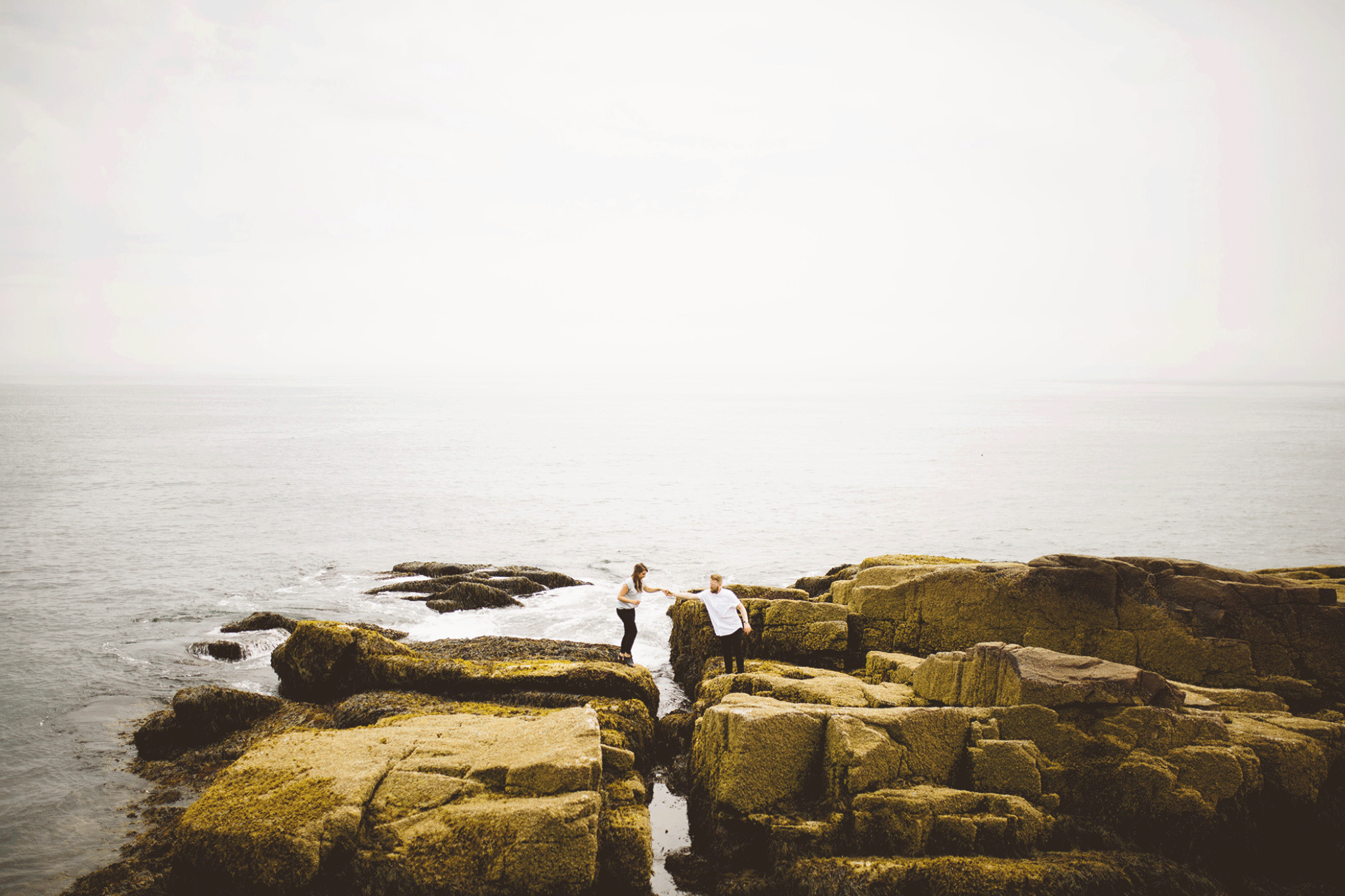 A surprise proposal by the sea. Acadia National Seashore engagement pictures. 