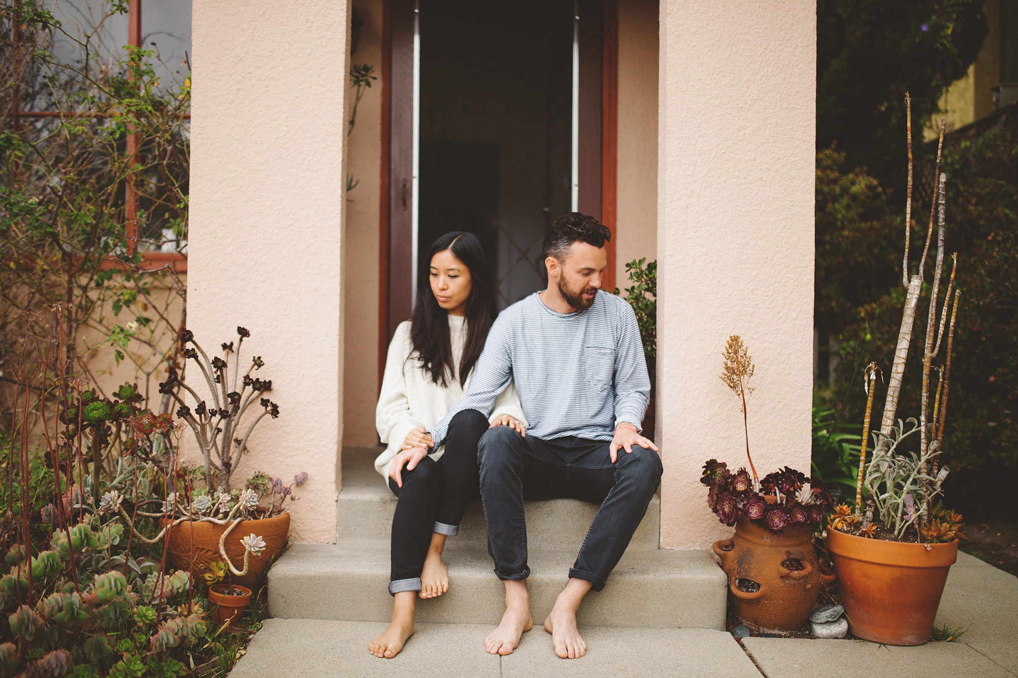 Intimate in home engagement pictures in Santa Monica