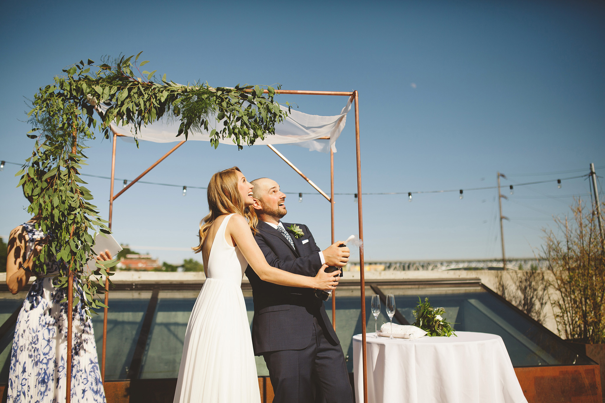 Modern minimal rooftop wedding in seattle fremont foundry