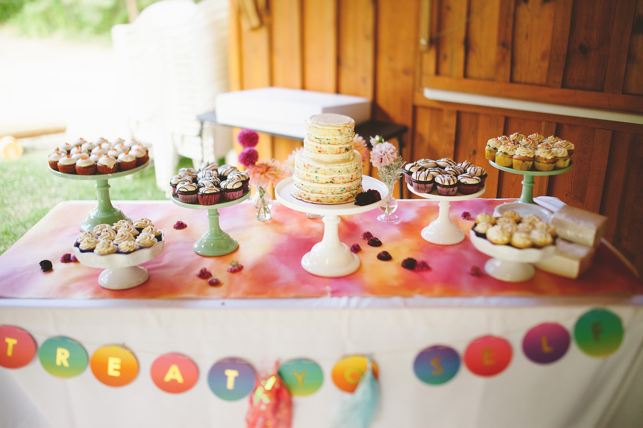 watercolor funfetti modern wedding cake