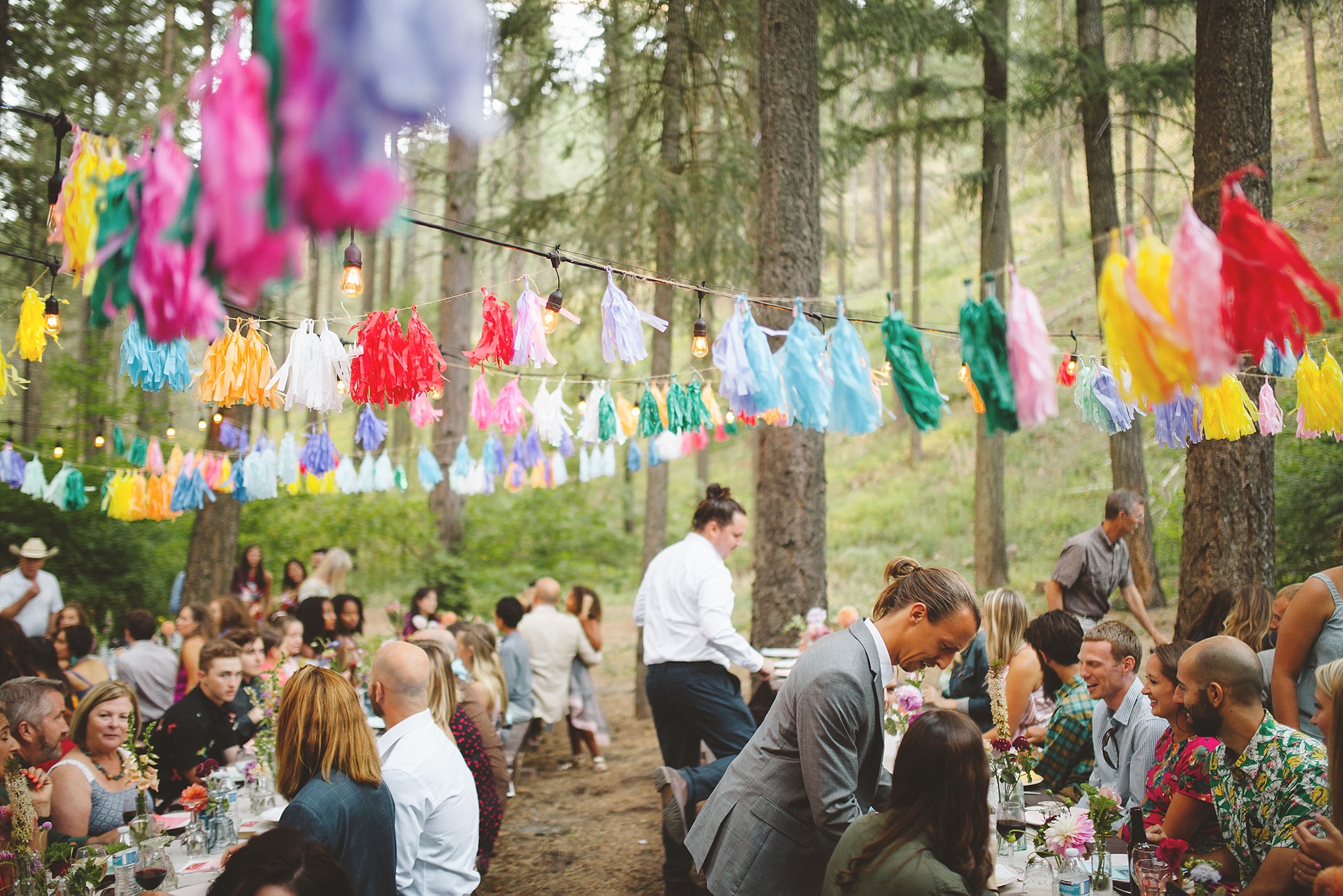 reception for wedding in the woods of washington